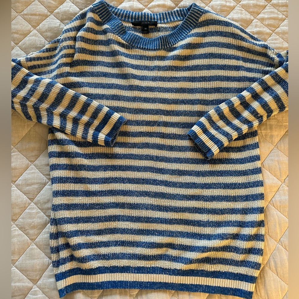 Jcrew XS Striped Linen sweater, 3/4 sleeves